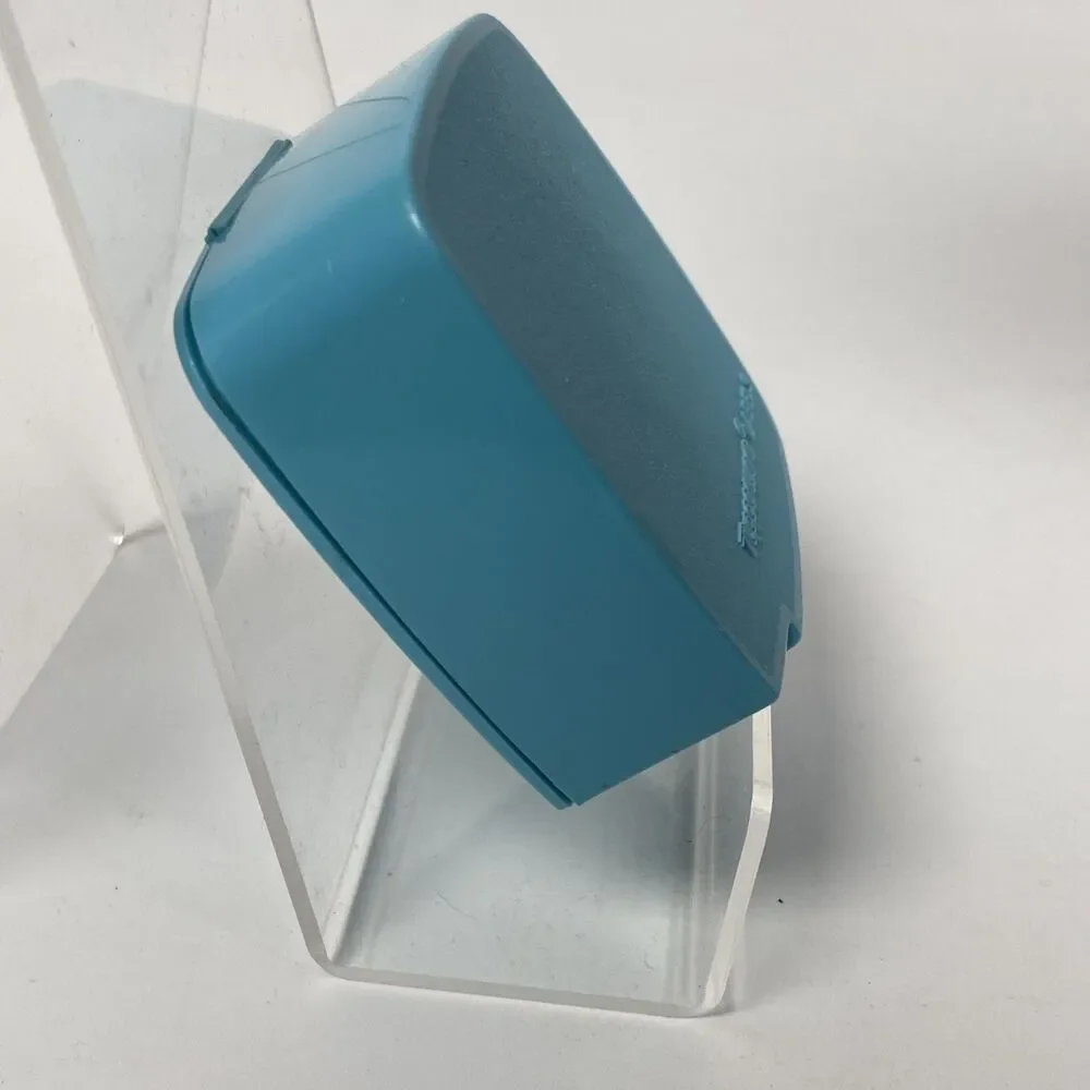 Tupperware Vintage Label Dispenser with Roll of Freezer Labels Blue Aqua